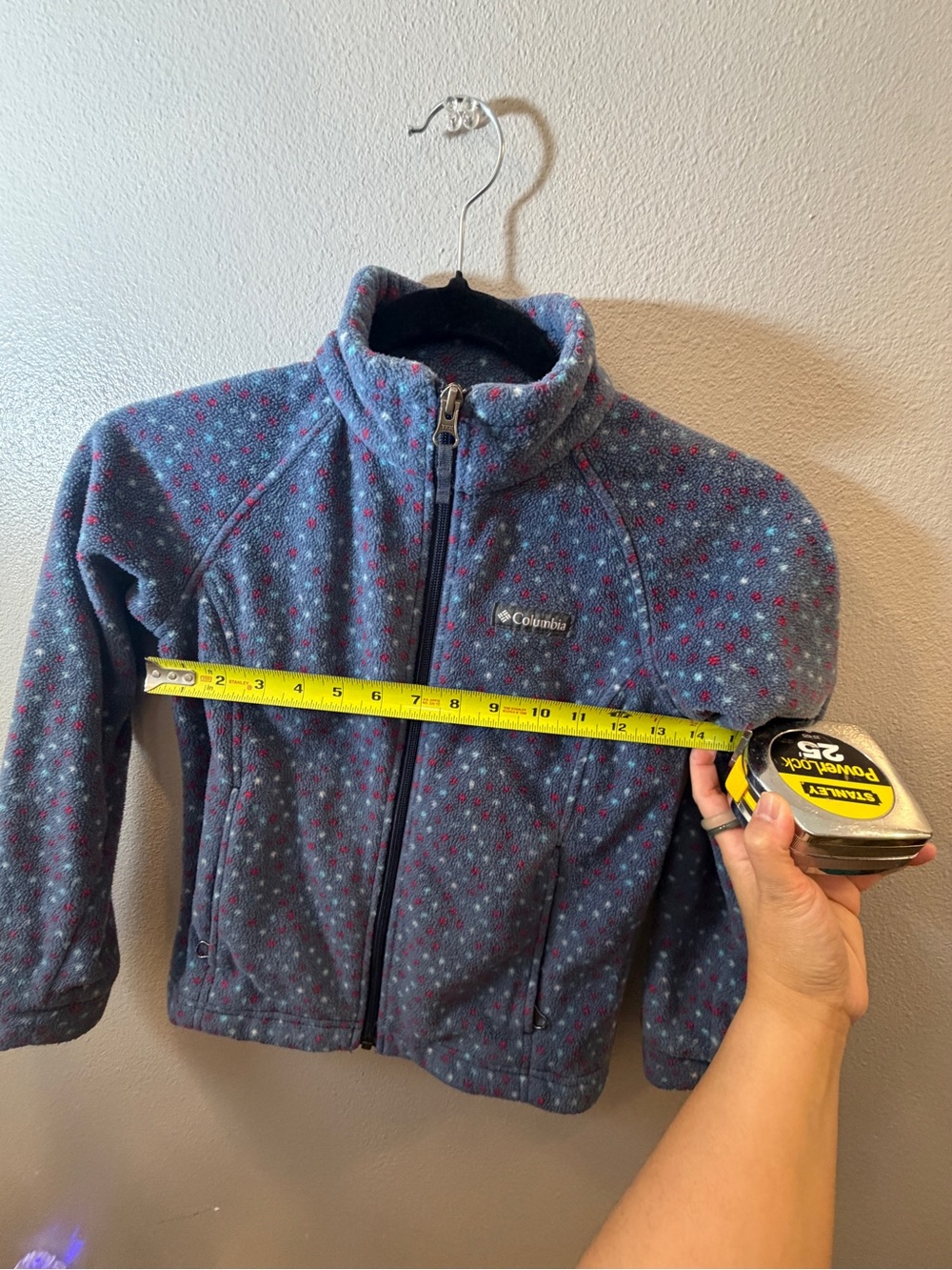 Columbia Kids Blue Fleece Jacket with Pink Dot Pattern